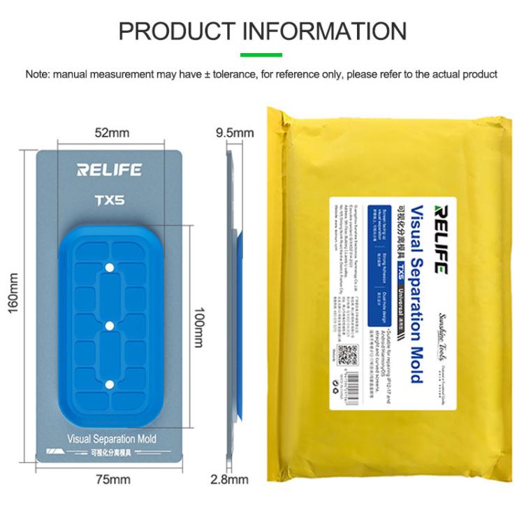 Moule de séparation visuelle Relife TX5 pour iPhone 12-17 Pro Max et téléphones Android