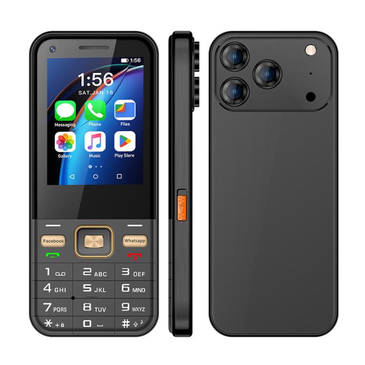 Téléphone à touches UNIWA F26 Pro, 2 Go + 16 Go, écran tactile 2,8 pouces, Android 8.1, processeur quadricœur Mediatek MT6737M, 23 touches, double SIM, réseau 4G, compatible WhatsApp et YouTube.