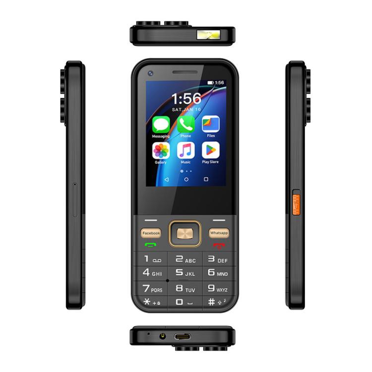 Téléphone à touches UNIWA F26 Pro, 2 Go + 16 Go, écran tactile 2,8 pouces, Android 8.1, processeur quadricœur Mediatek MT6737M, 23 touches, double SIM, réseau 4G, compatible WhatsApp et YouTube.