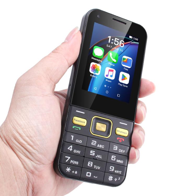 Téléphone à touches UNIWA F26 Pro, 2 Go + 16 Go, écran tactile 2,8 pouces, Android 8.1, processeur quadricœur Mediatek MT6737M, 23 touches, double SIM, réseau 4G, compatible WhatsApp et YouTube.