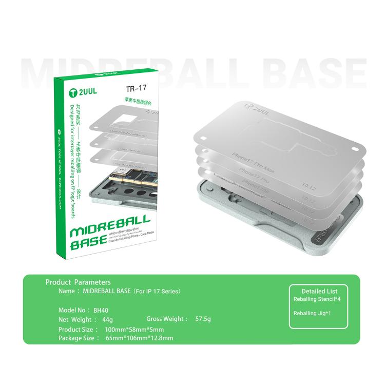 Ensemble de pochoirs de reballage BGA de couche intermédiaire 2uul BH40 pour iPhone 17 Series, 2uul BH40