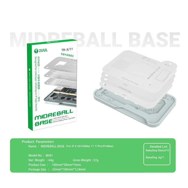 2uul BH41 Kit de pochoirs pour le reballage de la couche intermédiaire BGA pour iPhone X-11, 2uul BH41