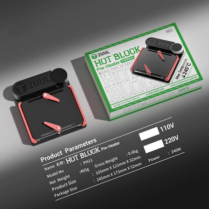 Préchauffeur HOT-BLOCK pour le recollage et le délaminage de la carte mère 2uul PH11, EU Plug, US Plug