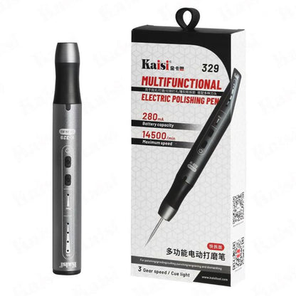 Stylo de polissage multifonction rechargeable Kaisi 329 avec 9 têtes de meulage, Kaisi 329