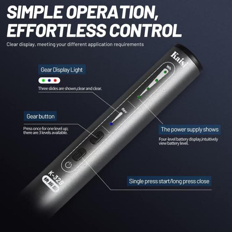 Stylo de polissage multifonction rechargeable Kaisi 329 avec 9 têtes de meulage, Kaisi 329