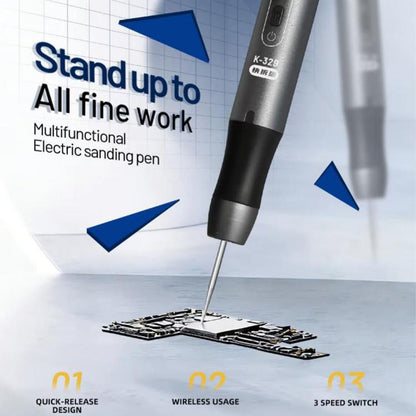 Stylo de polissage multifonction rechargeable Kaisi 329 avec 9 têtes de meulage, Kaisi 329