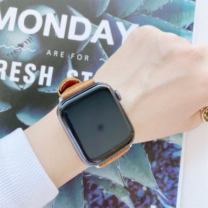 Bracelet de montre de remplacement en cuir véritable double face, For Apple Watch Series 7  41mm / & 6 & SE & 5 & 4 40mm, For Apple Watch Series  7  45mm / & 6 & SE & 5 & 4 44mm