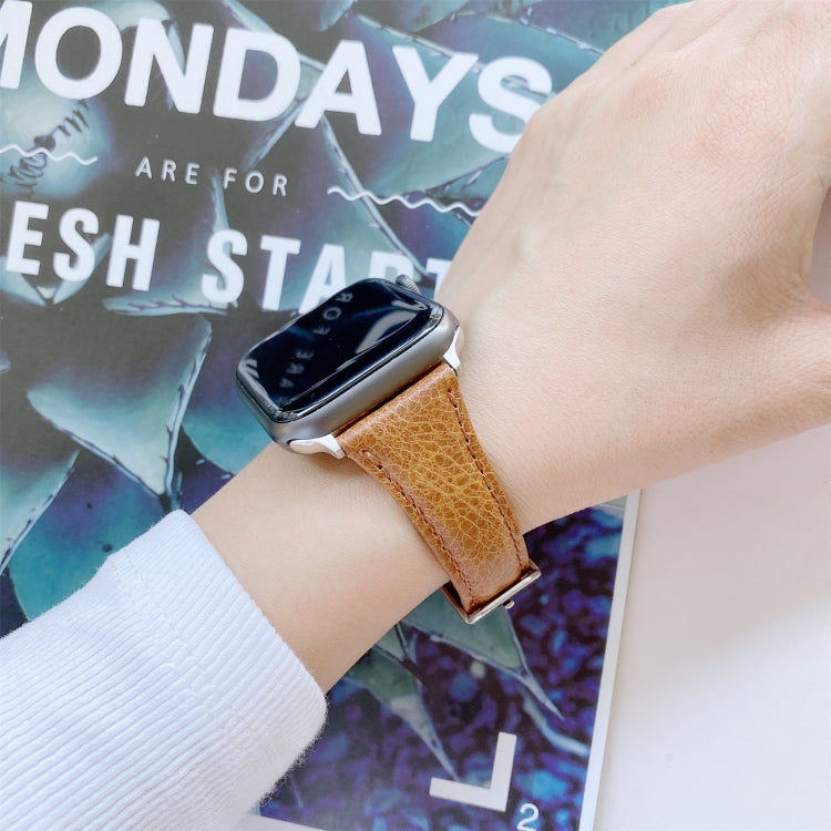 Bracelet de montre de remplacement en cuir véritable double face, For Apple Watch Series 7  41mm / & 6 & SE & 5 & 4 40mm, For Apple Watch Series  7  45mm / & 6 & SE & 5 & 4 44mm