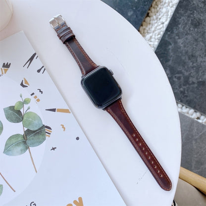 Bracelet de montre de remplacement en cuir véritable double face, For Apple Watch Series 7  41mm / & 6 & SE & 5 & 4 40mm, For Apple Watch Series  7  45mm / & 6 & SE & 5 & 4 44mm