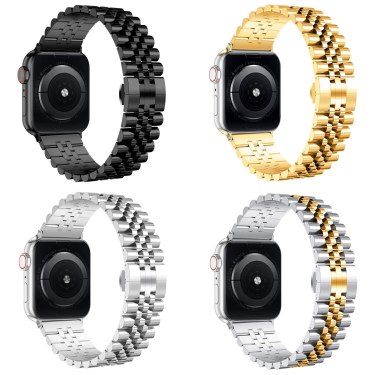 Bracelet de montre en acier de remplacement de cinq bahts en métal, For Apple Watch Ultra 49mm / Series 8&7 45mm / SE 2&6&SE&5&4 44mm / 3&2&1 42mm, For Apple Watch Series 8&7 41mm / SE 2&6&SE&5&4 40mm / 3&2&1 38mm