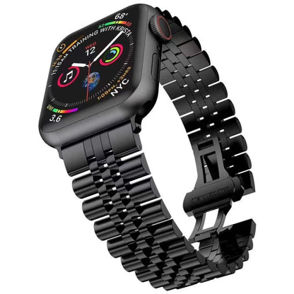 Bracelet de montre en acier de remplacement de cinq bahts en métal, For Apple Watch Ultra 49mm / Series 8&7 45mm / SE 2&6&SE&5&4 44mm / 3&2&1 42mm, For Apple Watch Series 8&7 41mm / SE 2&6&SE&5&4 40mm / 3&2&1 38mm