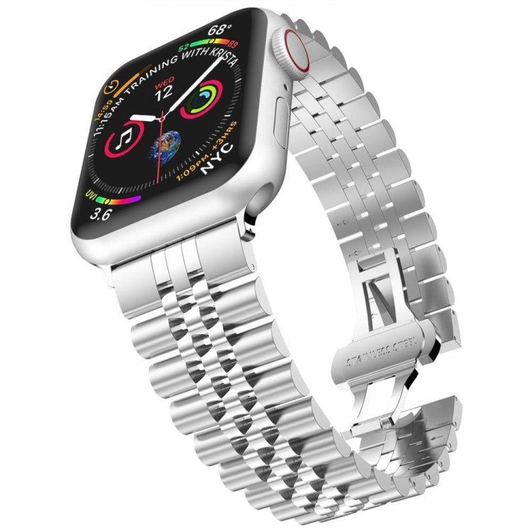Bracelet de montre en acier de remplacement de cinq bahts en métal, For Apple Watch Ultra 49mm / Series 8&7 45mm / SE 2&6&SE&5&4 44mm / 3&2&1 42mm, For Apple Watch Series 8&7 41mm / SE 2&6&SE&5&4 40mm / 3&2&1 38mm