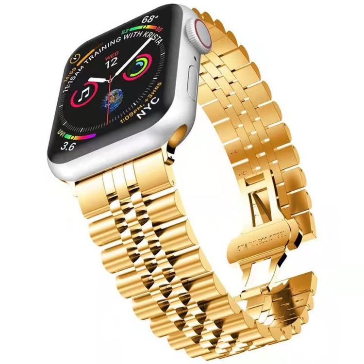 Bracelet de montre en acier de remplacement de cinq bahts en métal, For Apple Watch Ultra 49mm / Series 8&7 45mm / SE 2&6&SE&5&4 44mm / 3&2&1 42mm, For Apple Watch Series 8&7 41mm / SE 2&6&SE&5&4 40mm / 3&2&1 38mm