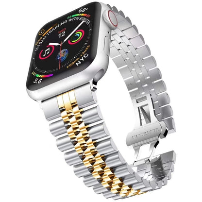 Bracelet de montre en acier de remplacement de cinq bahts en métal, For Apple Watch Ultra 49mm / Series 8&7 45mm / SE 2&6&SE&5&4 44mm / 3&2&1 42mm, For Apple Watch Series 8&7 41mm / SE 2&6&SE&5&4 40mm / 3&2&1 38mm