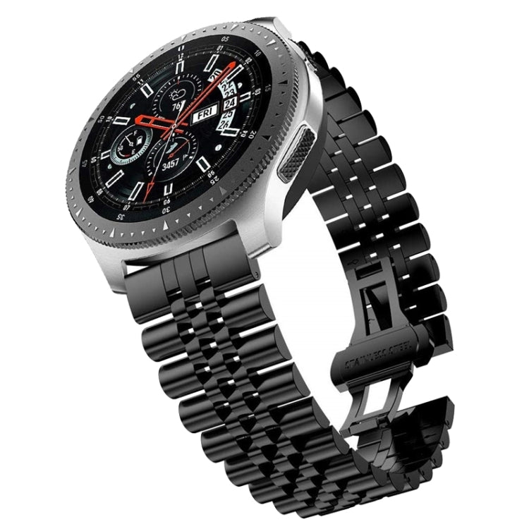 Bracelet de montre en acier à cinq perles, 20mm For Samsung Galaxy Watch 3 41mm, 22mm For Samsung Galaxy Watch 3 45mm, 20mm For Amazfit GTR 2 / Amazfit GTR 47mm, 22mm For Amazfit GTR 42mm, 20mm For Huawei Watch GT 2 42mm, 22mm For Huawei Watch GT 2 46mm