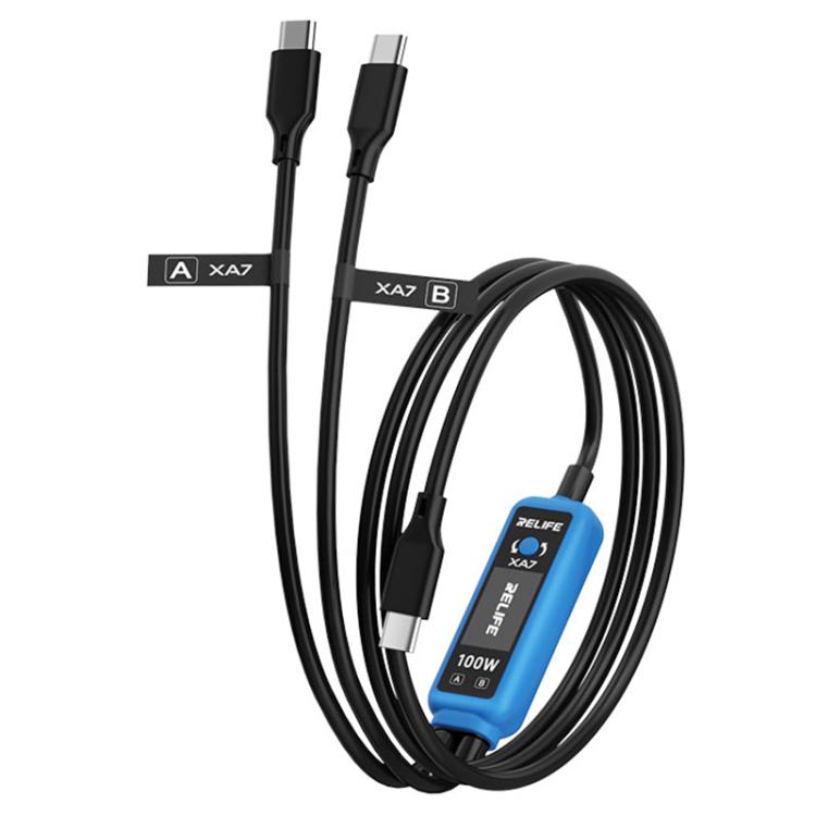 Câble de charge rapide RELIFE XA7 100 W Type-C avec affichage numérique 1 vers 2 pour iPhone/Android