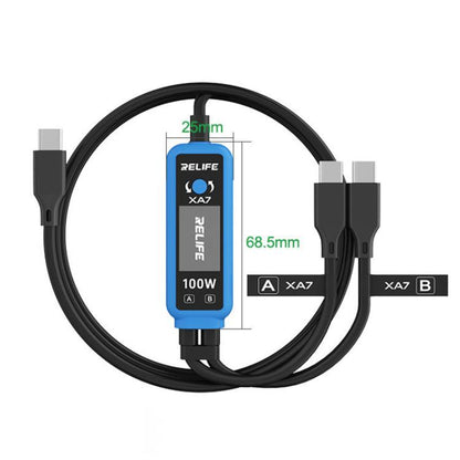 Câble de charge rapide RELIFE XA7 100 W Type-C avec affichage numérique 1 vers 2 pour iPhone/Android
