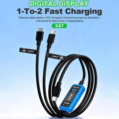 Câble de charge rapide RELIFE XA7 100 W Type-C avec affichage numérique 1 vers 2 pour iPhone/Android