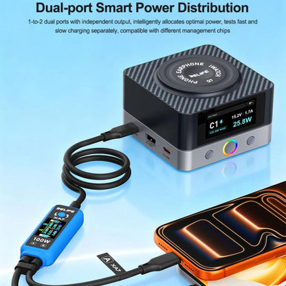 Câble de charge rapide RELIFE XA7 100 W Type-C avec affichage numérique 1 vers 2 pour iPhone/Android