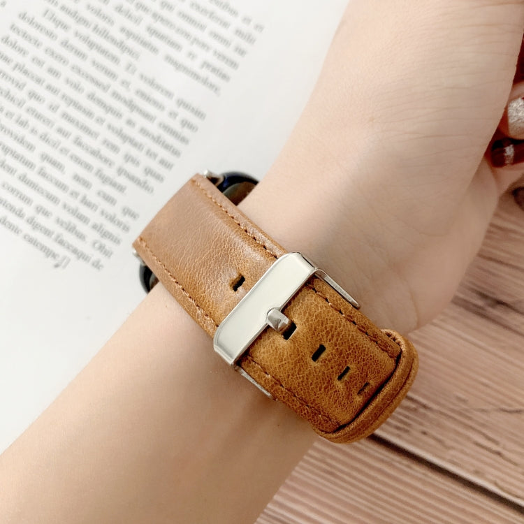 Bracelet de montre en cuir véritable avec texture Crazy Horse, For OPPO Watch 41mm, For OPPO Watch 46mm