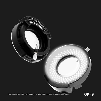 Anneau lumineux LED réglable RF4 OK-9 à 144 LED pour microscope stéréo binoculaire/trinoculaire, OK-9