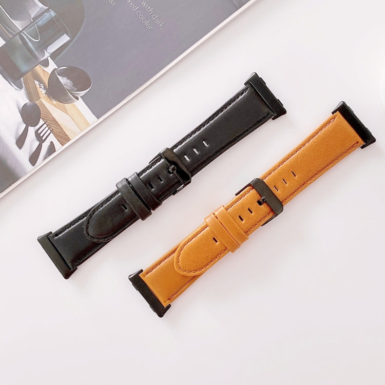 Bracelet de montre en cuir véritable à armure toile, For OPPO Watch 41mm, For OPPO Watch 46mm