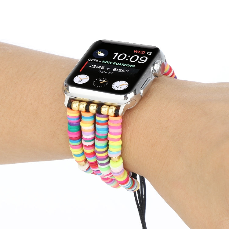 Bracelet perlé en céramique souple de style bohème pour Apple Series 6 & SE & 5 & 4 44mm / 3 & 2 & 1 42mm, For Apple Series 7 45mm / 6 & SE & 5 & 4 44mm / 3 & 2 & 1 42mm