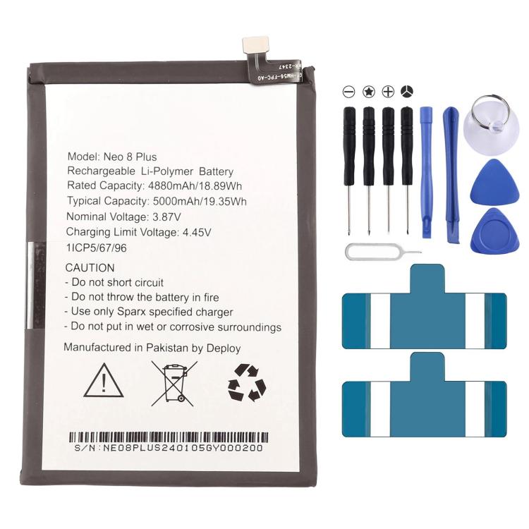 Batteriebatteriepileaccumulateurs, For Sparx Neo 7 Plus 5000mAh, For Sparx Neo 8i 5000mAh, For Sparx Neo 7 Ultra 8GB 5000mAh, For Sparx Neo 8 Lite 2024 5000mAh, For Sparx Neo 11 2023 5000mAh, For Sparx Neo 8 Pro 5000mAh, For Sparx Neo 8 Plus 5000mAh   ...