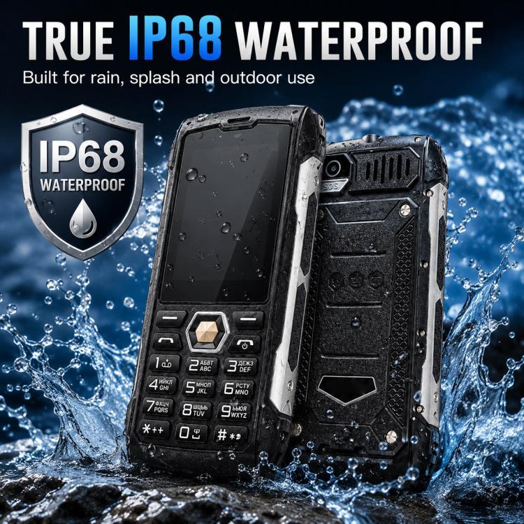 Téléphone durci HP288 IP68, écran 2,8 pouces, batterie 4000 mAh, réseau : 2G, Bluetooth, radio FM, SOS, lampe torche, clavier russe, EU Plug, US Plug, UK Plug, AU Plug