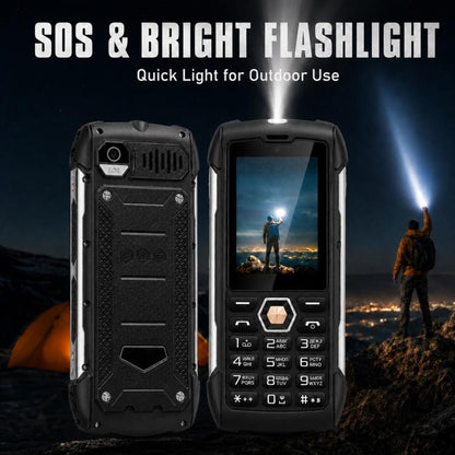 Téléphone durci HP288 IP68, écran 2,8 pouces, batterie 4000 mAh, réseau : 2G, Bluetooth, radio FM, SOS, lampe torche, clavier russe, EU Plug, US Plug, UK Plug, AU Plug