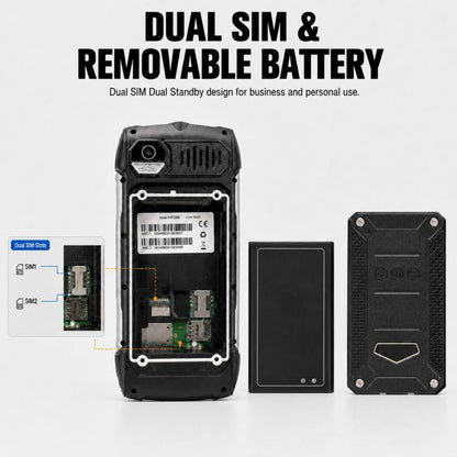 Téléphone durci HP288 IP68, écran 2,8 pouces, batterie 4000 mAh, réseau : 2G, Bluetooth, radio FM, SOS, lampe torche, clavier russe, EU Plug, US Plug, UK Plug, AU Plug