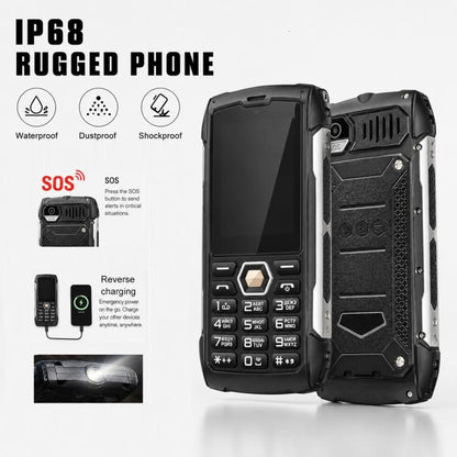 Téléphone durci HP288 IP68, écran 2,8 pouces, batterie 4000 mAh, réseau : 2G, Bluetooth, radio FM, SOS, lampe torche, clavier russe, EU Plug, US Plug, UK Plug, AU Plug