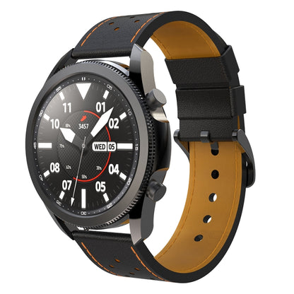 Pour Samsung Galaxy Watch 3 45mm ligne de trou rond bracelet de remplacement en cuir véritable bracelet de montre