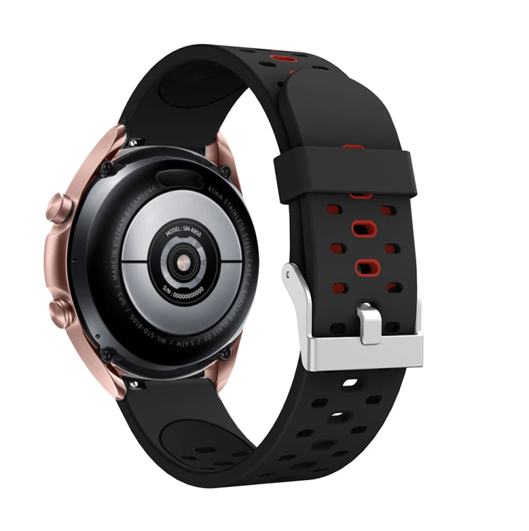Pour Samsung Galaxy Watch 3 41mm Bracelet de remplacement en silicone à trois rangées de trous, For Samsung Galaxy Watch 3 41mm
