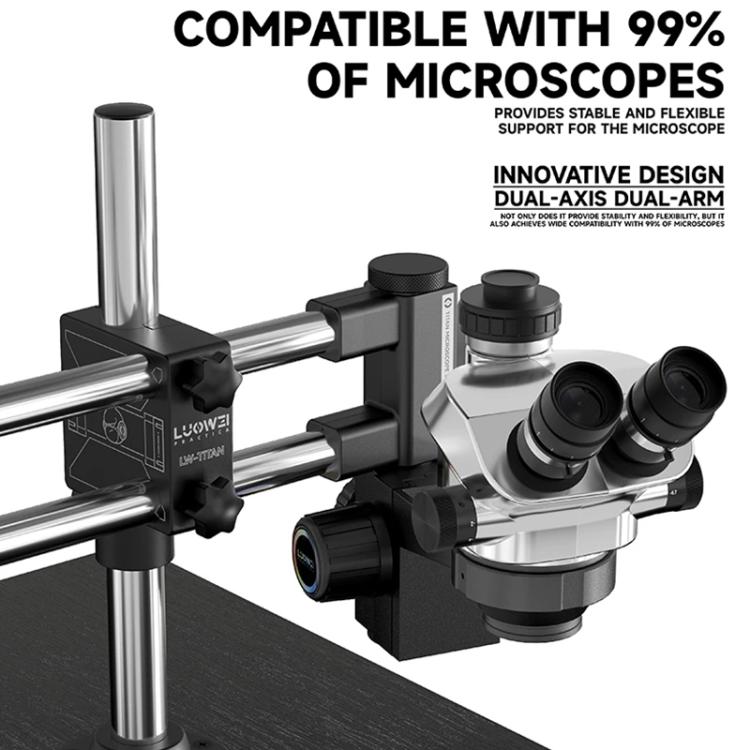 Support universel à double axe pivotant pour microscope Luowei LW-GK02 Titan, avec rotation à 360° et bras oscillant., LUOWEI LW-GK02