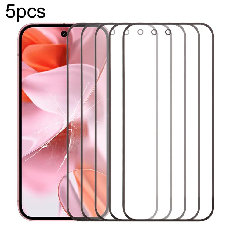 Lot de 5 lentilles de protection d'écran avant en verre avec adhésif optiquement transparent OCA, For Google Pixel 10 Pro XL, For Google Pixel 10 Pro, For Google Pixel 10, For Google Pixel 9a, For Google Pixel 9 Pro XL, For Google Pixel 9 Pro          ...