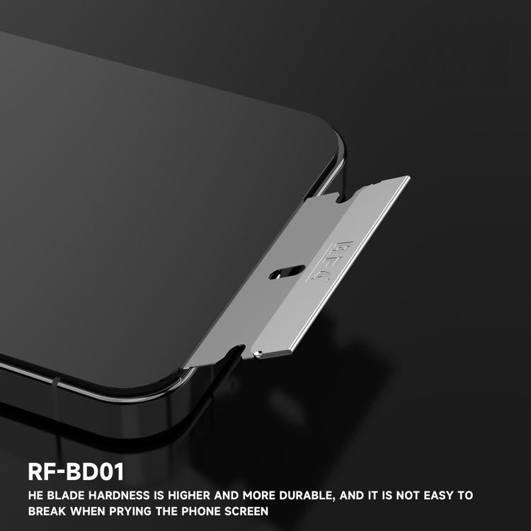 RF4 RF-BD01 100 lames en acier au carbone haute ténacité à une seule face pour dissolvant de colle OCA d'écran LCD, RF-BD01