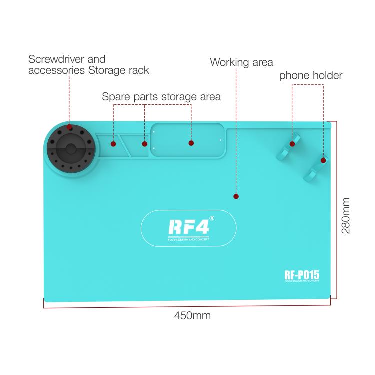 Tapis multifonction en silicone résistant aux hautes températures RF4 RF-PO15 avec support de rangement