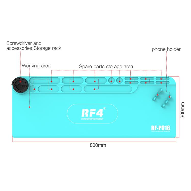 Tapis de souris multifonctionnel long en silicone résistant aux hautes températures RF4 RF-PO16 avec support de rangement