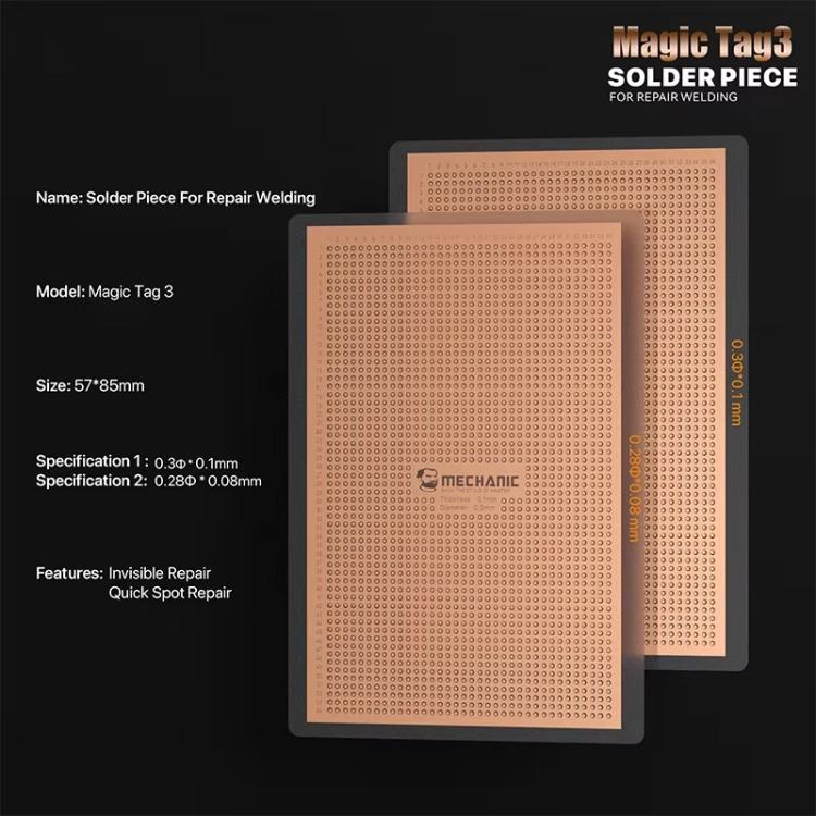 Pièce de soudure MECHANIC Magic Tag 3, 0.1x0.3mm, 0.08x0.28mm, 0.08x0.28mm + 0.1x0.3mm