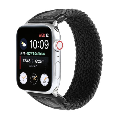 Bracelet de montre tressé en nylon + cuir pour Apple Watch Series 6 & SE & 5 & 4 44mm / 3 & 2 & 1 42mm, S, M, L