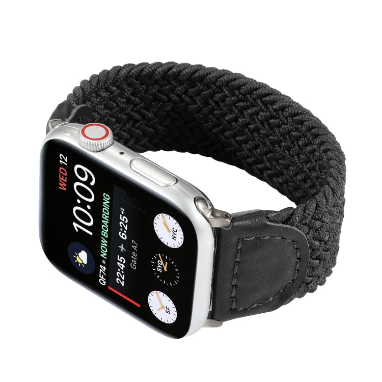 Bracelet de montre tressé en nylon + cuir pour Apple Watch Series 6 & SE & 5 & 4 44mm / 3 & 2 & 1 42mm, S, M, L