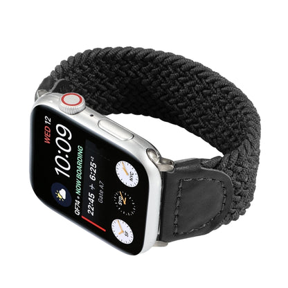 Bracelet de montre tressé en nylon + cuir pour Apple Watch Series 6 & SE & 5 & 4 44mm / 3 & 2 & 1 42mm, S, M, L