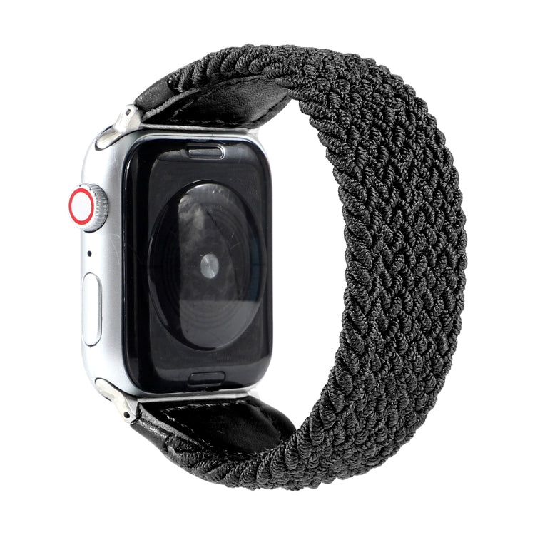 Bracelet de montre tressé en nylon + cuir pour Apple Watch Series 6 & SE & 5 & 4 44mm / 3 & 2 & 1 42mm, S, M, L