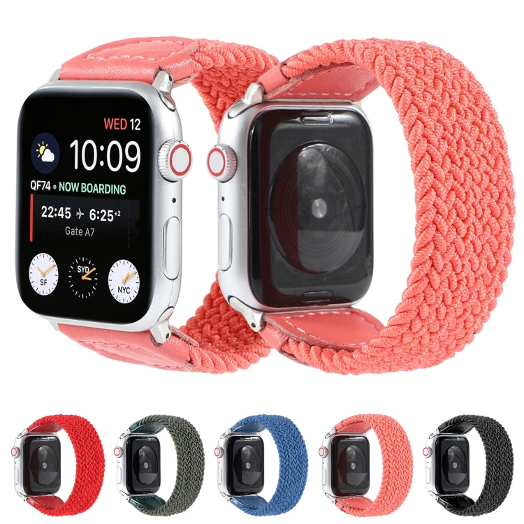 Bracelet de montre tressé en nylon + cuir pour Apple Watch Series 6 & SE & 5 & 4 44mm / 3 & 2 & 1 42mm, S, M, L