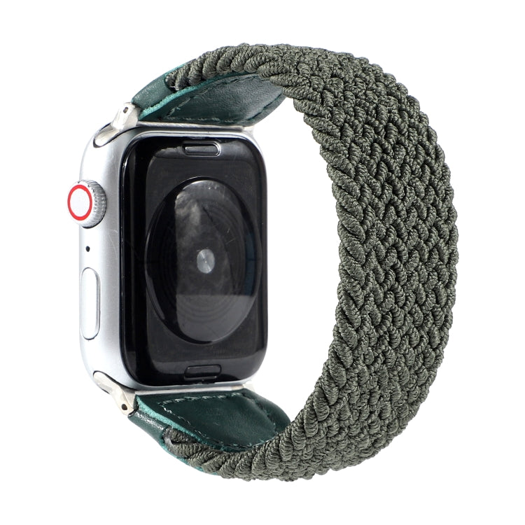 Bracelet de montre tressé en nylon + cuir pour Apple Watch Series 6 & SE & 5 & 4 44mm / 3 & 2 & 1 42mm, S, M, L