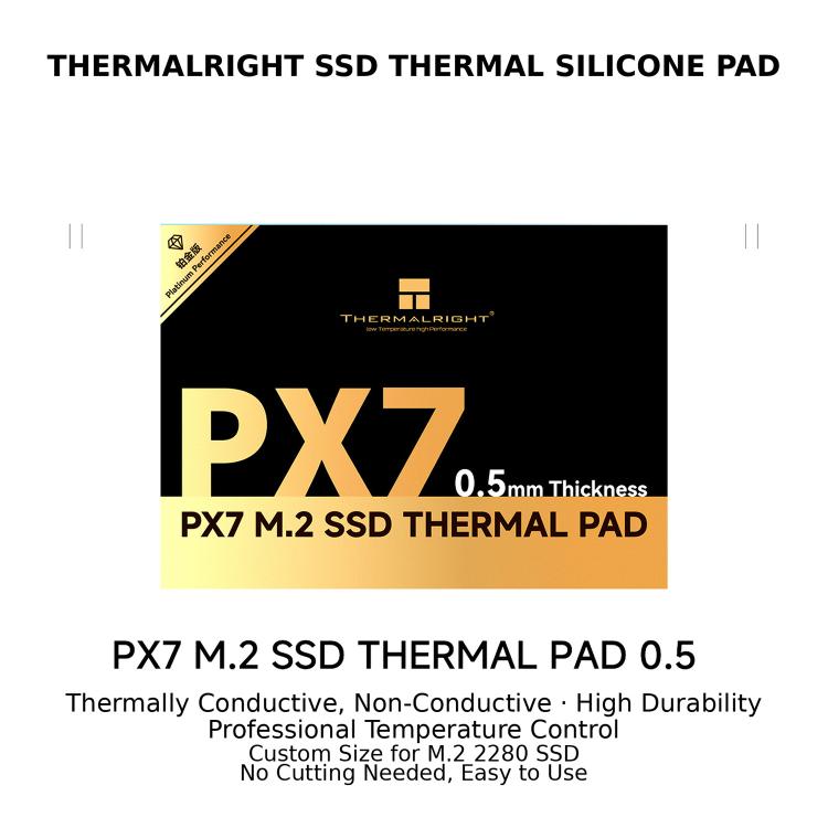 Plaque thermique en silicone THERMALRIGHT PX7 pour SSD M.2, 0.5mm, 1mm, 1.5mm, 2mm
