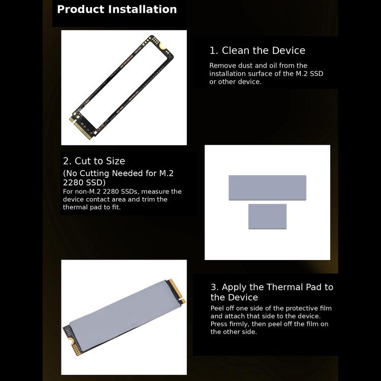 Plaque thermique en silicone THERMALRIGHT PX7 pour SSD M.2, 0.5mm, 1mm, 1.5mm, 2mm