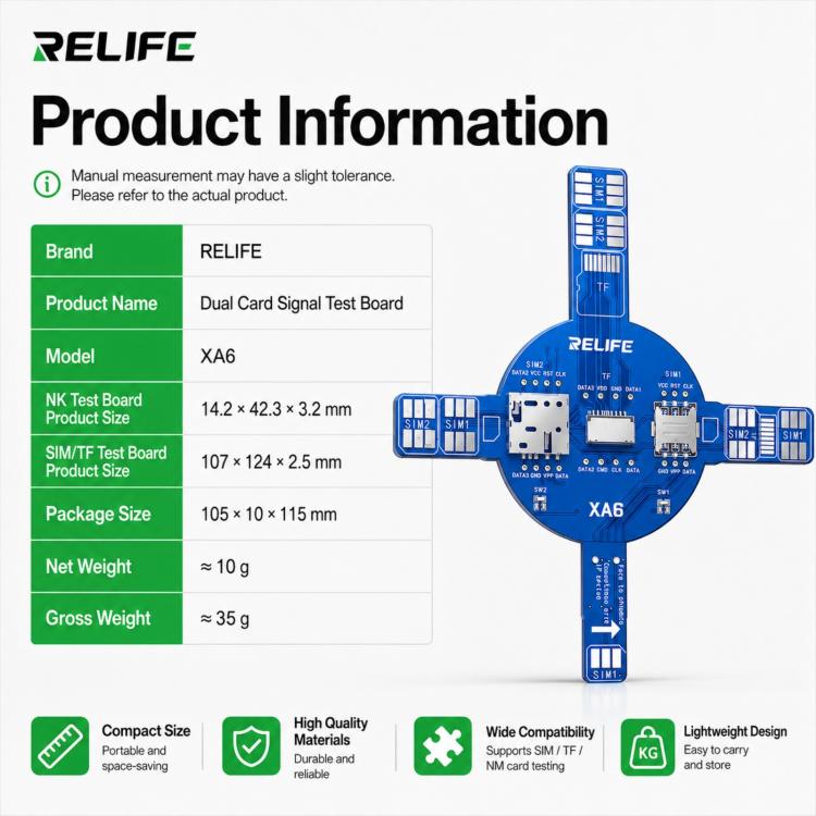Carte de test de signal double RELIFE XA6
