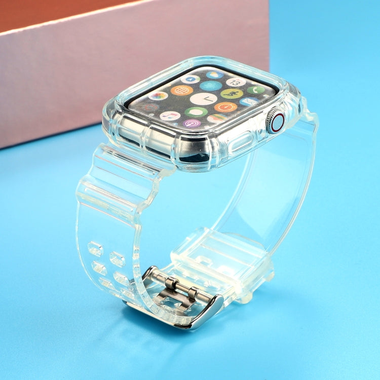 Bracelet de montre de remplacement intégré en TPU transparent, For Apple Watch Series 8&7 41mm / SE 2&6&SE&5&4 40mm / 3&2&1 38mm, For Apple Watch Series 7 41mm / 6 & SE & 5 & 4 40mm / 3 & 2 & 1 38mm                                                      ...